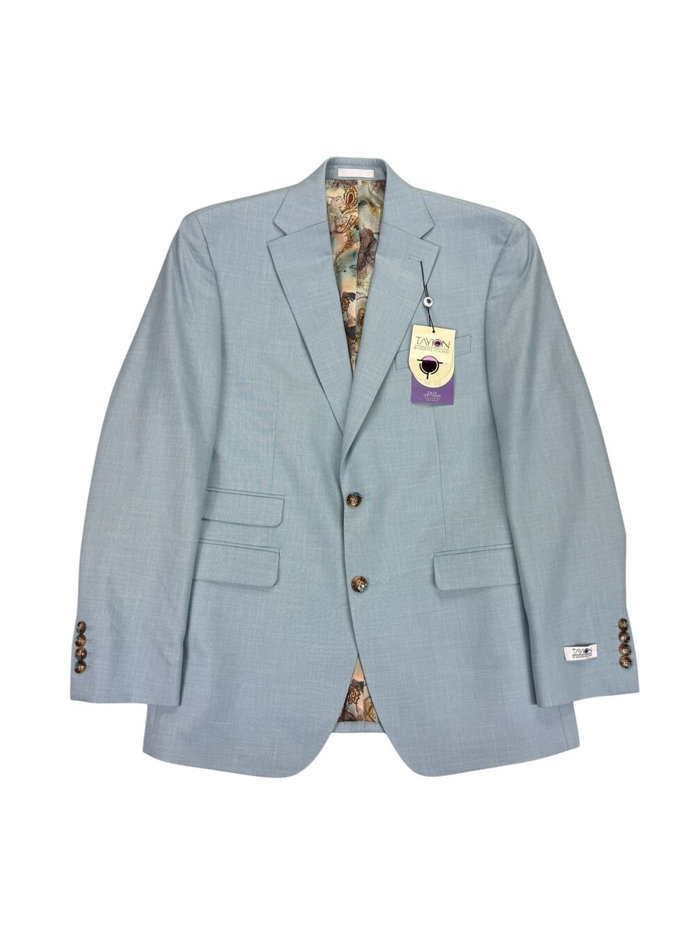 Tayion Mens Agordy Regular Fit Sharkskin Suit Jacket Light Blue 38R